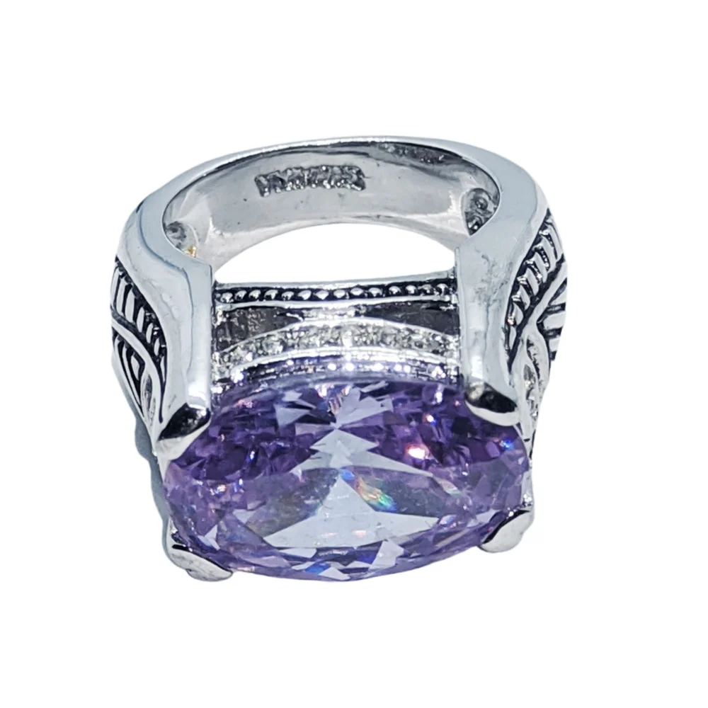 Periwinkle Color CZ Stone Silver Ring